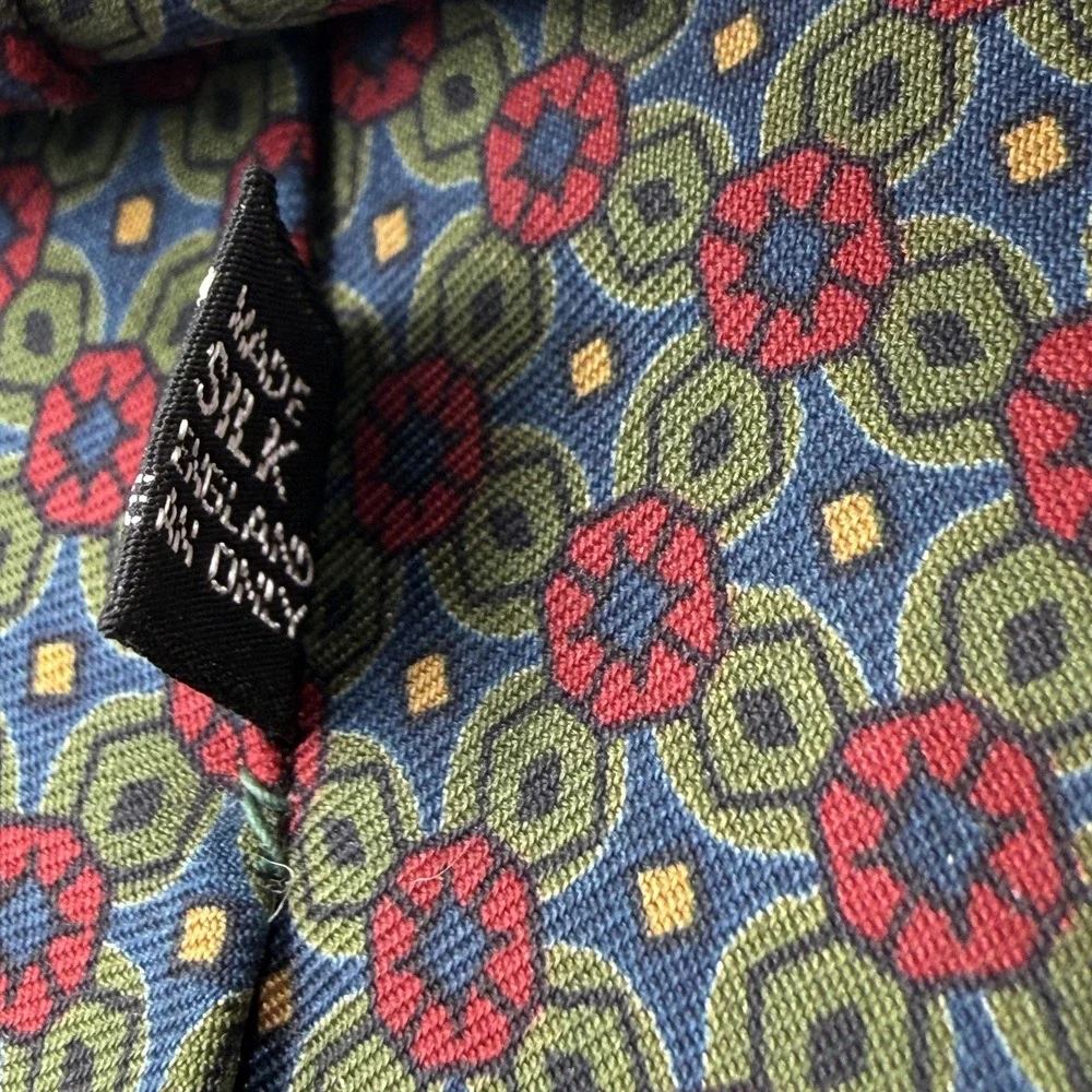 Majesty Tie Mens One Size Multicolor Geometric Silk Made In England Classic